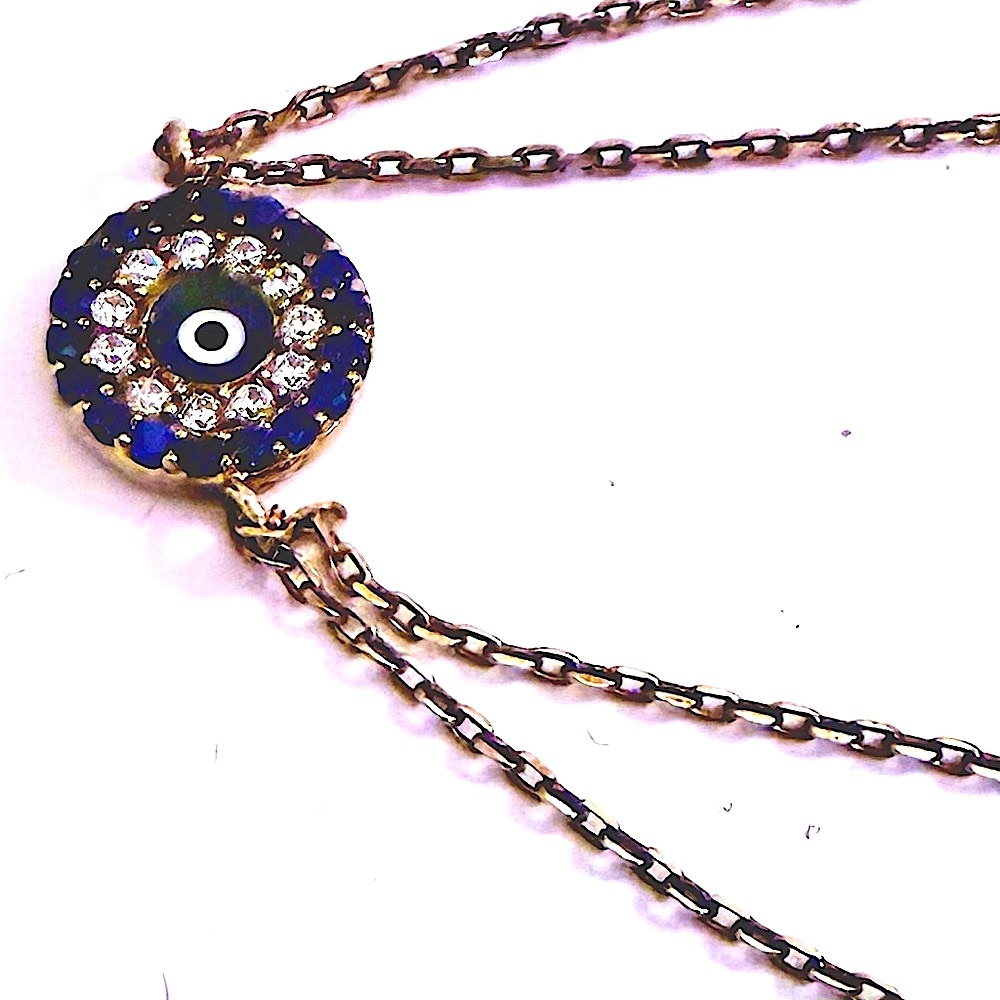 Sterling Silver Evil Eye Bracelet Gold Plated